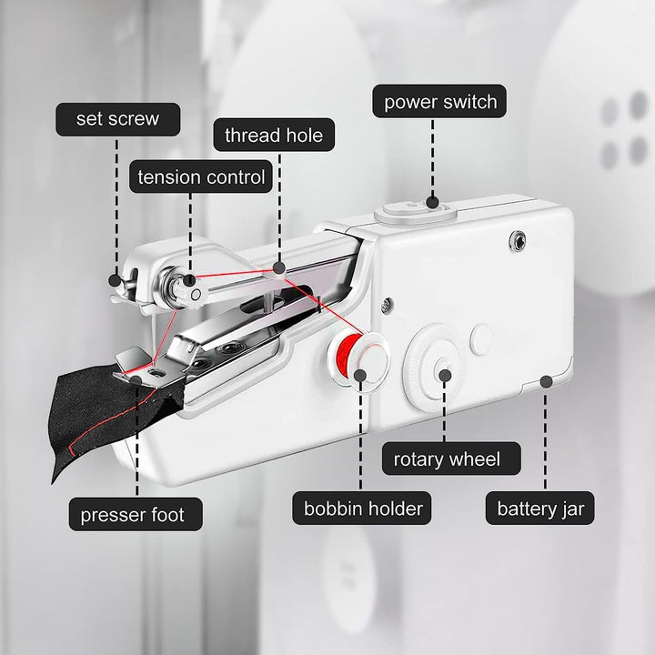 Handnähmaschine, Tragbare Mini-Nähmaschine, Kabellose Tragbare Elektrische Handnähmaschine Mit Nähzu