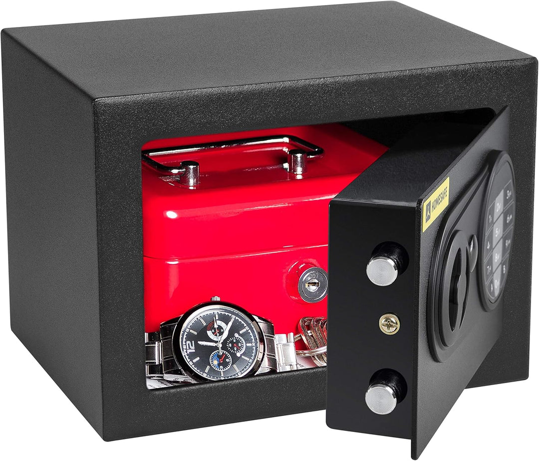 Homesafe HV17E Tresor Safe mit Elektronischem Schloss, 17x23x17cm (HxWxD), Carbon Satin Schwarz, 17x