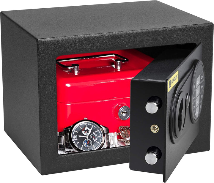 Homesafe HV17E Tresor Safe mit Elektronischem Schloss, 17x23x17cm (HxWxD), Carbon Satin Schwarz, 17x