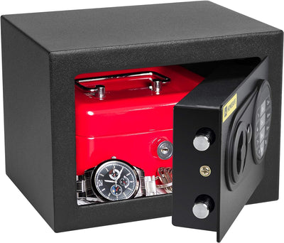 Homesafe HV17E Tresor Safe mit Elektronischem Schloss, 17x23x17cm (HxWxD), Carbon Satin Schwarz, 17x