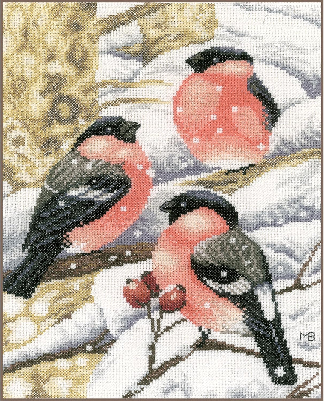 Lanarte Zählmusterpackung Dompfaff Zählstoff Kreuzstichpackung, Baumwolle, Mehrfarbig, 21 x 27 x 0.3