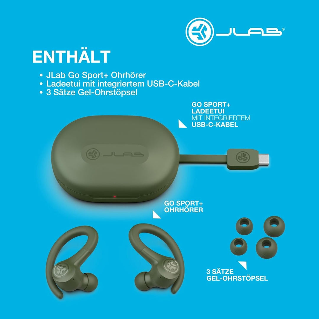 JLab Go Air Sport+ Kopfhörer Bluetooth, Sportkopfhörer 35+ Std., True Wireless In Ear Kopfhörer kabe
