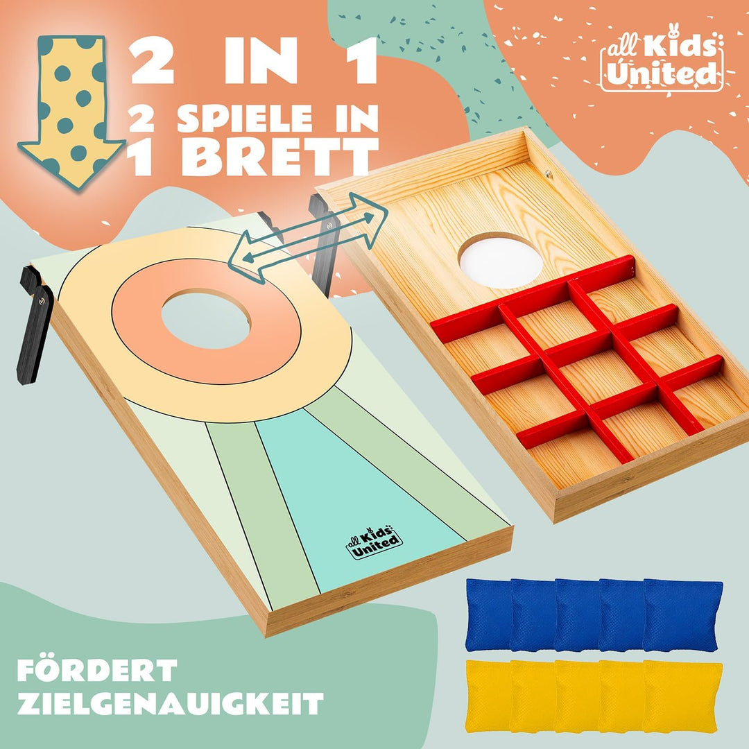 all Kids United® Mini Cornhole-Spiel für Kinder; Indoor & Outdoor Geschicklichkeitsspiel mit Sandsäc