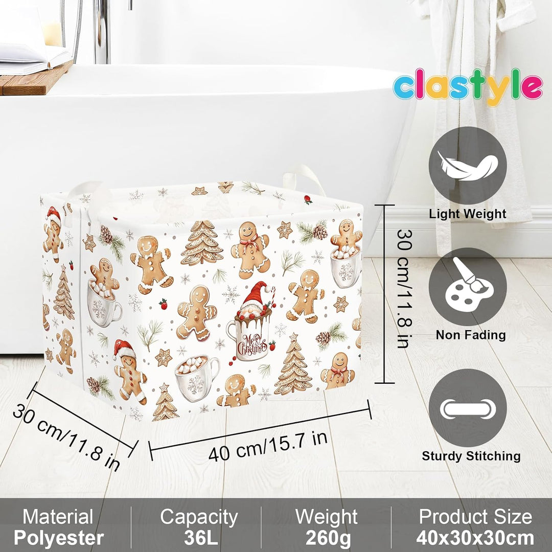 Clastyle Weihnachts Lebkuchenmann Kinder Wäschekorb mit Henkel Schneeflocke Kleidung Spielzeug Aufbe