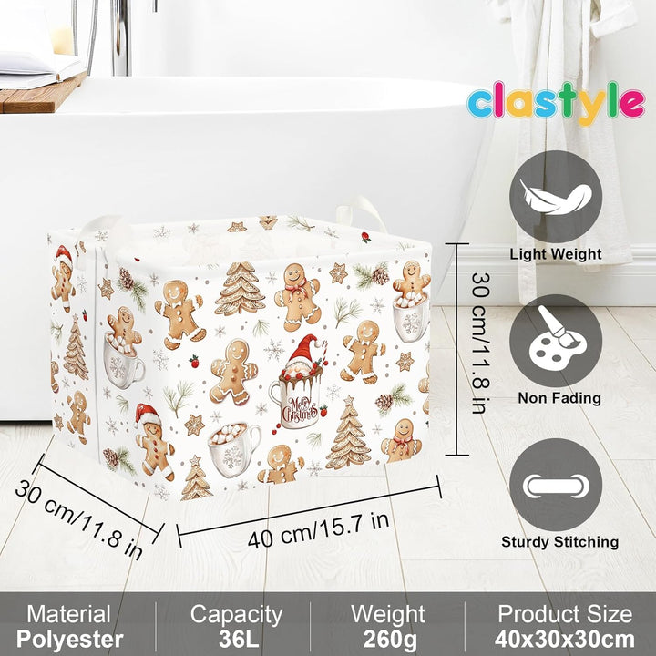 Clastyle Weihnachts Lebkuchenmann Kinder Wäschekorb mit Henkel Schneeflocke Kleidung Spielzeug Aufbe