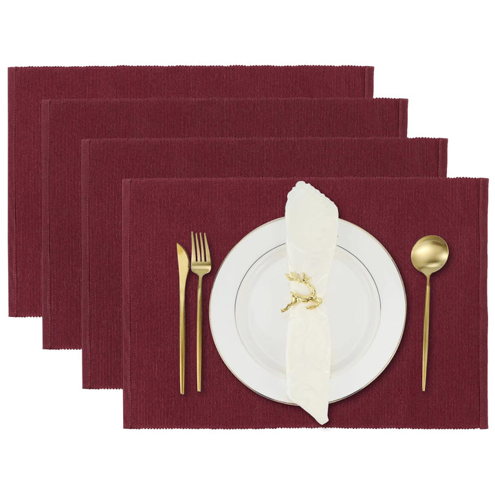 Wein Red Dinning Placemat Set 4-48 * 33 cm feiner Gerippter Baumwollküchen Küchentisch Tischemat für