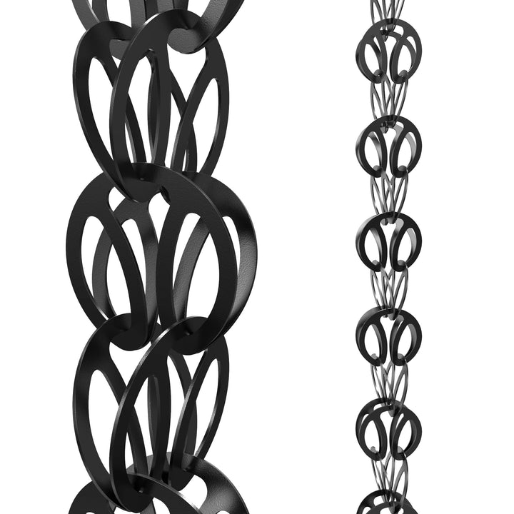 Rain Chains Direct Moderne Loop Regen Kette Aluminium Schwarzes pulverbeschichtetes Aluminium, Alumi