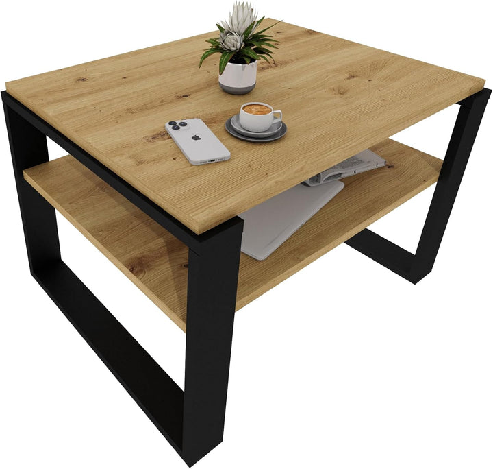Couchtisch 61×51 cm – Wohnzimmertisch aus Holzwerkstoff, Stabiler & moderner Kaffeetisch mit zusätzl