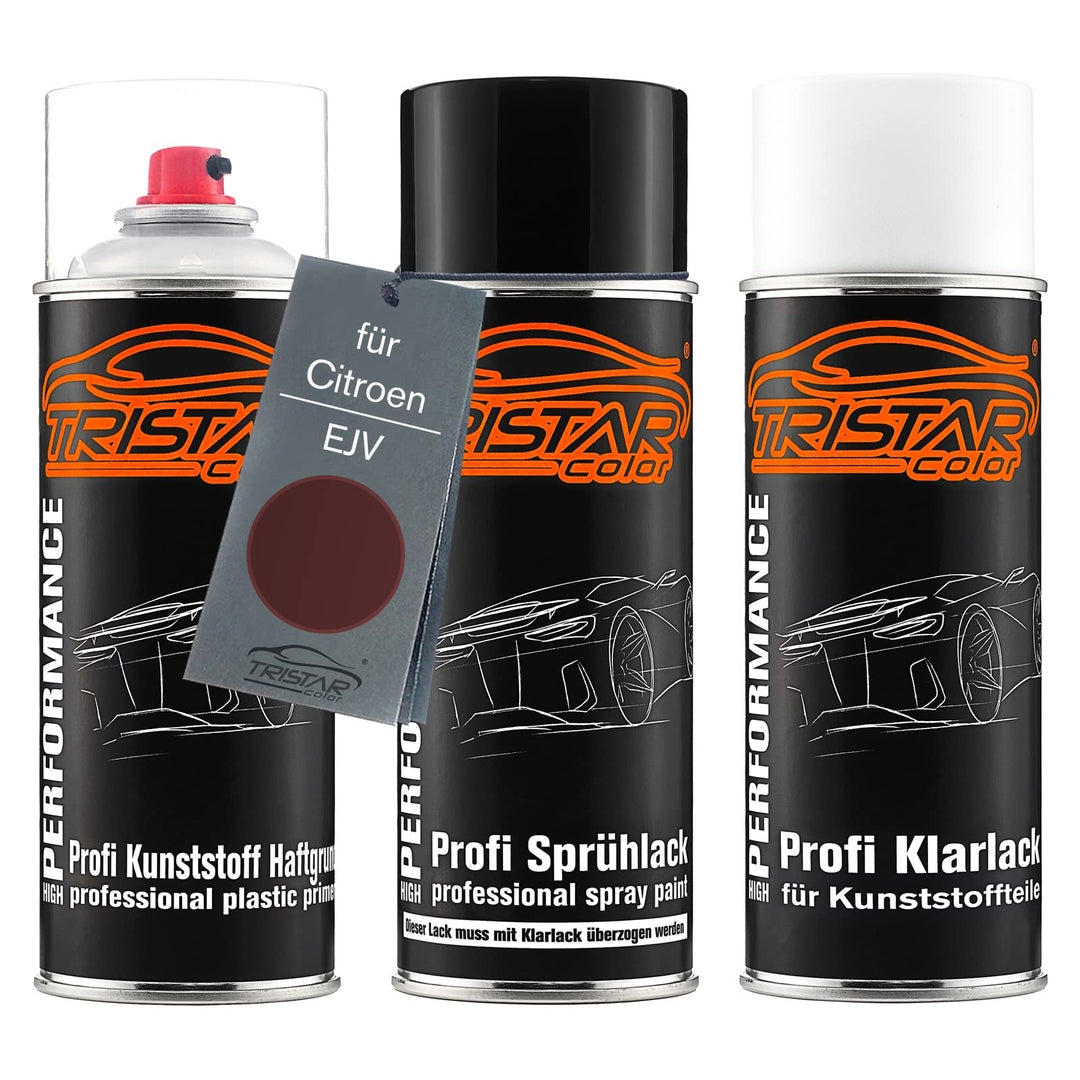 TRISTARcolor Autolack Spraydosen Set für Kunststoff Stossstange für Citroen EJV Rouge Mandarin Nacre