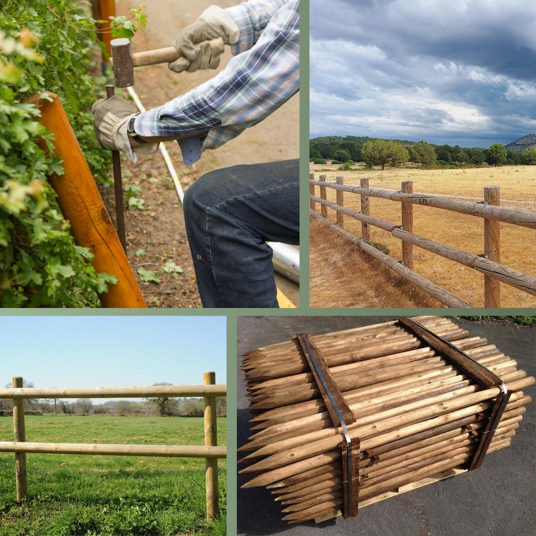 HaGa® Holzpfahl Baumpfahl Pfahl Zaunpfahl 5cmØ x 150cm Höhe aus Kiefer 5 St. - 150cm - Zaunbau - wit