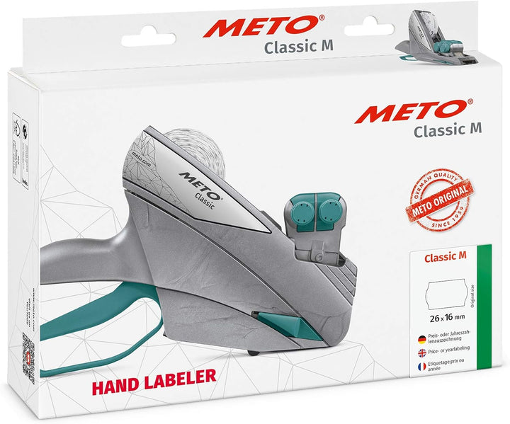 Meto Classic M Preisauszeichner Set – Preis, Rabatt (2-zeilig, 20-stellig, 26x16 mm Etiketten, sofor