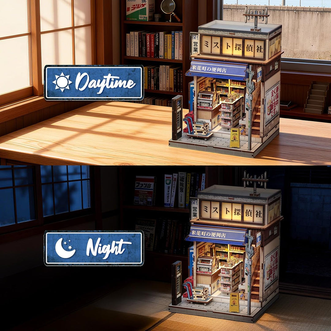 Fsolis Book Nook Japan-Booknook DIY Craft Kits Japanische Buchhandlung, Miniatur Puppenhaus Bausätze