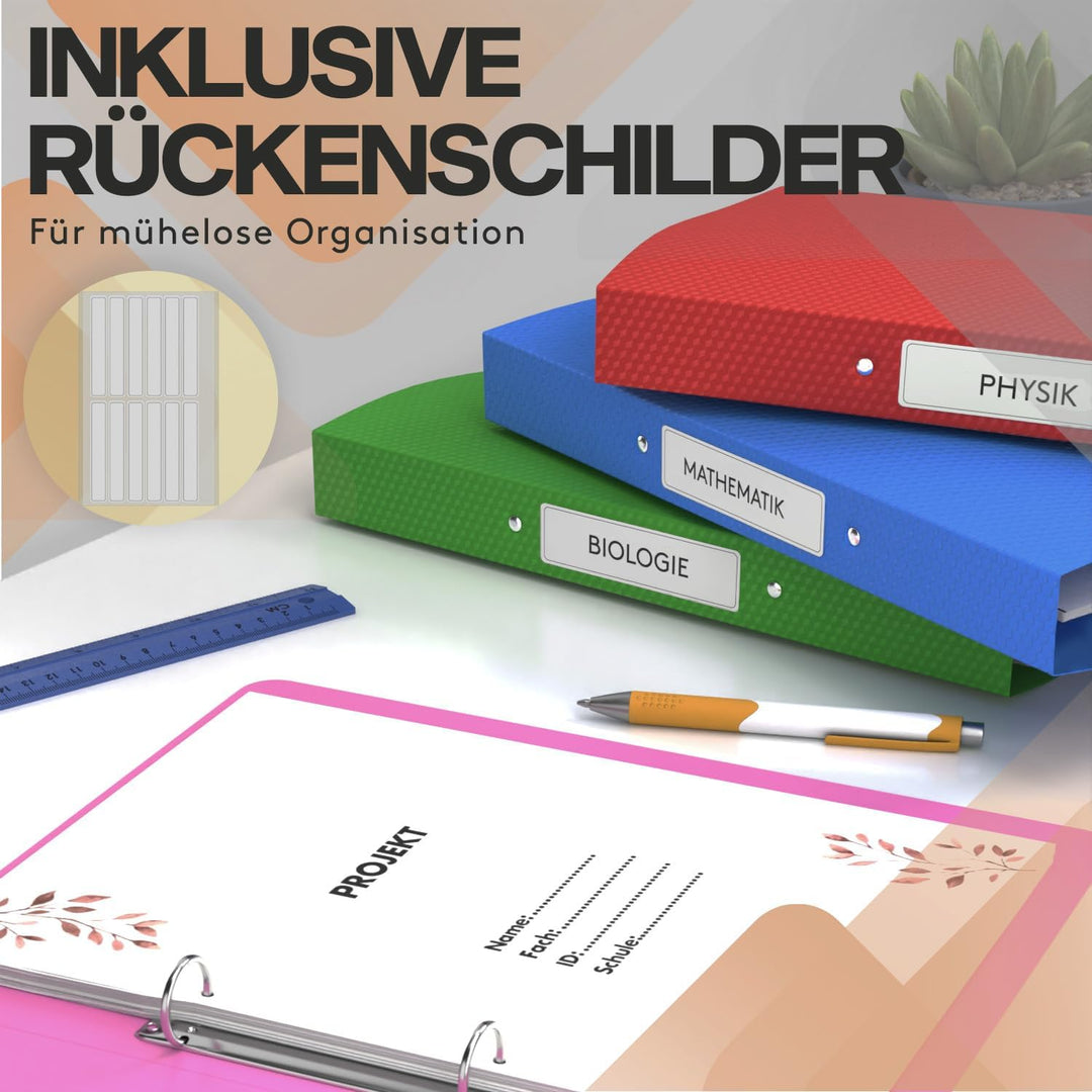 ACROPAQ - 10 x Ringbuch A4 - Ordner, Bunte Farben, Schmal, Mit 2 Ringen, 4 cm Rückenbreite - Ringord