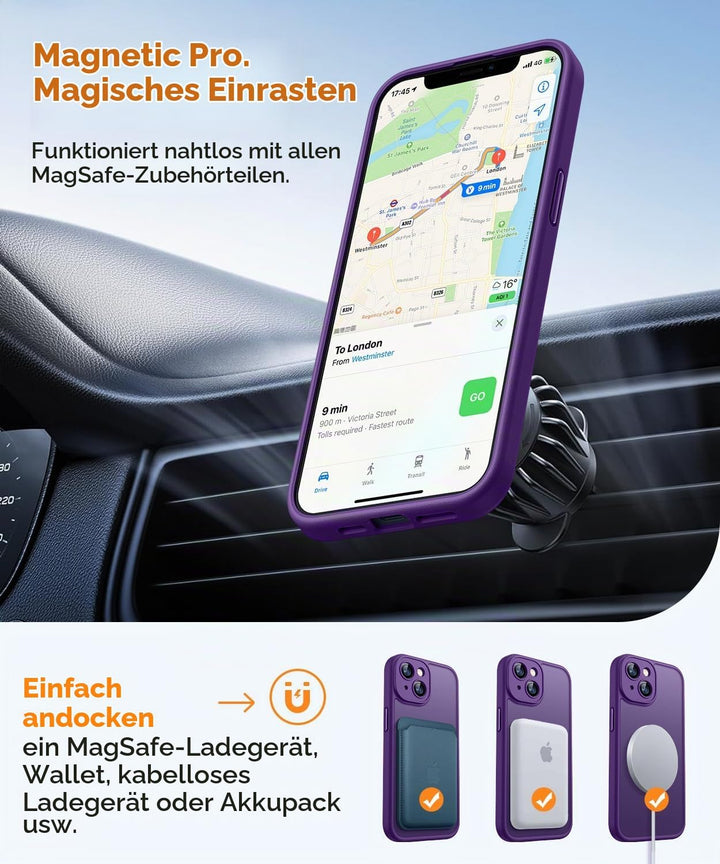 CANSHN 2024 Neu für iPhone 14 Hülle mit Kameraschutz für Magsafe (TOP Militärschutz &amp; Magnetkraft) E