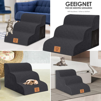Myiosus rutschfeste Hundetreppe 3 Stufen, Haustiertreppe aus 30D Hochdichtem Schwamm, Katzentreppe m