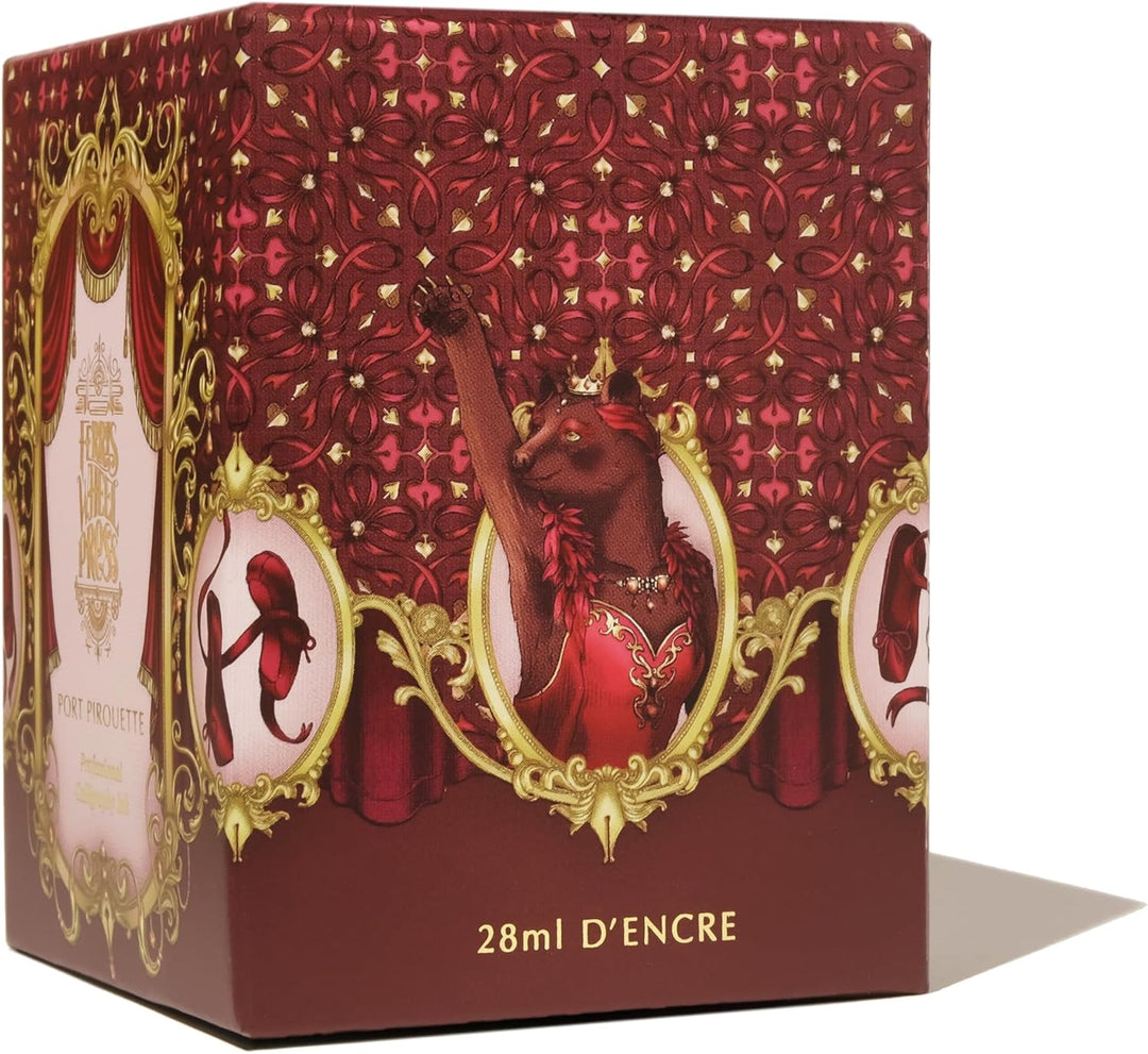 Ferris Wheel Press, Calligraphy Ink, Deep burgundy with gold shimmer, 28ml