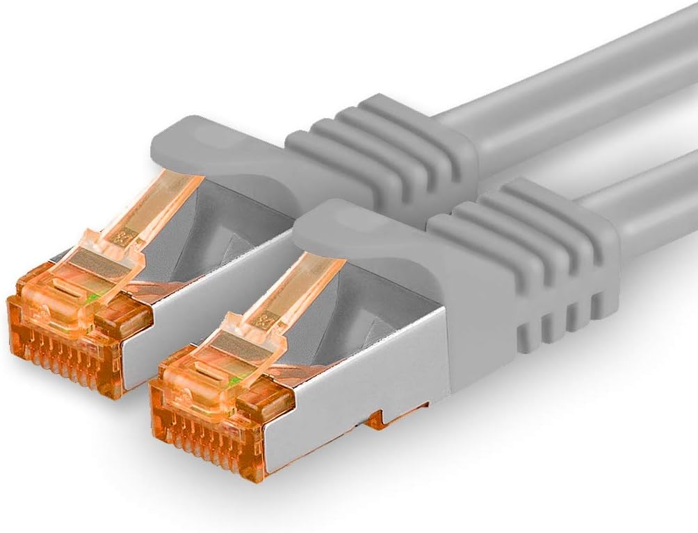 1aTTack.de 7,5m - Cat.7 Netzwerkkabel Grau - 1 Stück Gigabit Ethernet LAN Kabel 10000 Mbit s Patchka