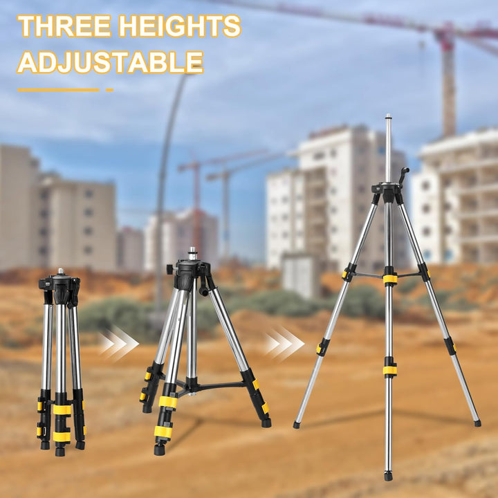 Laser-Stativ mit Höhenverstellung, 120 cm, 5/8" und 1/4" Gewinde, Edelstahl-Verlängerungsstangen 2 F