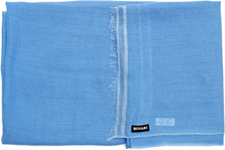 Bovari Pashmina Kaschmir Schal Damen - 70% Kaschmir 30% Seide - extra leicht - 200 x 70 cm Blau (Lit