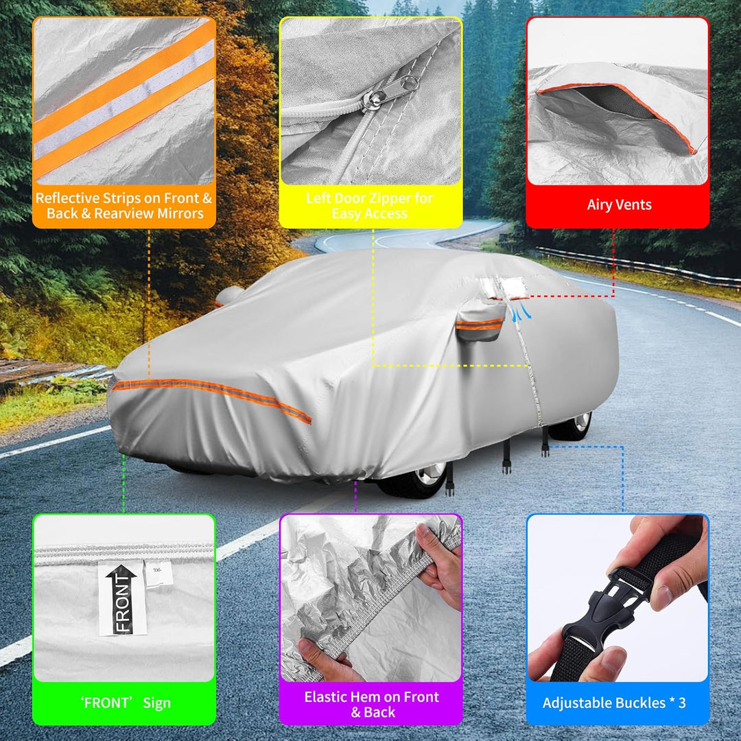 Hagelschutzplane Auto,Autoabdeckung Wasserdicht All Weather,Robuste Autoplane Outdoor mit Türreissve