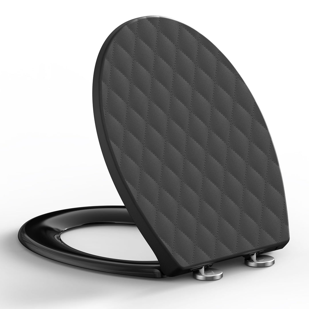 WC-Sitz mit Absenkautomatik O-Form Schwarz, Toilettendeckel Toilettensitz Softclose, Klobrille, Klod