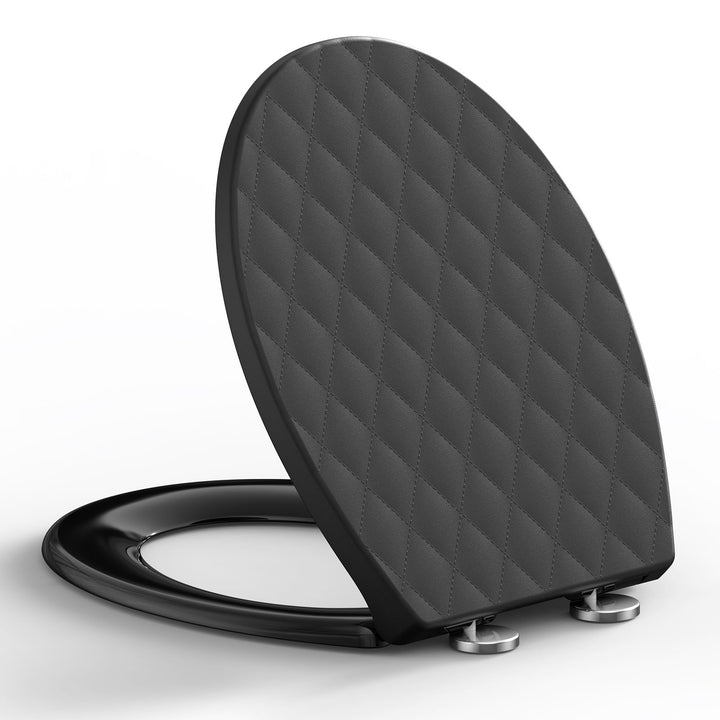 WC-Sitz mit Absenkautomatik O-Form Schwarz, Toilettendeckel Toilettensitz Softclose, Klobrille, Klod