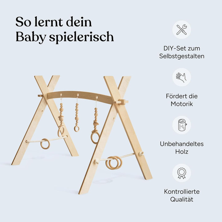 Ehrenkind® Spielbogen Baby | Spielbogen Baby Holz inkl. DIY Zubehör Set | Fördert die Motorik | Spie