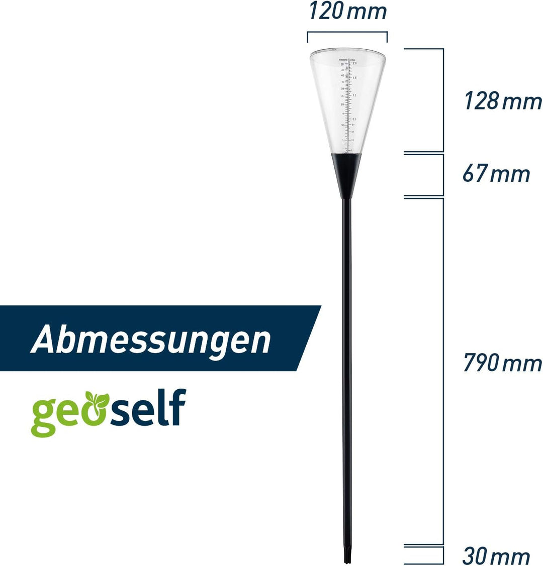 Regenmesser mit Erdspiess für den Garten – Niederschlagsmesser zum Ablesen der Regenmenge – robust u