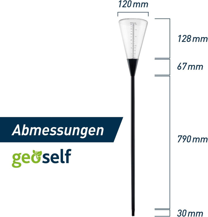 Regenmesser mit Erdspiess für den Garten – Niederschlagsmesser zum Ablesen der Regenmenge – robust u