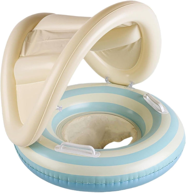 Kinder Aufblasbare Pool Schwimmhilfen Schwimmender Sitz mit Sonnendach Blau, Blau