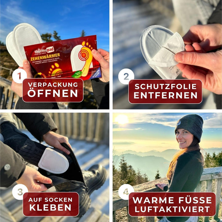 THERMOPAD Zehenwärmer - DAS ORIGINAL: 30 Paar Wärmepads für 8 Stunden Wärme | Sofort einsatzbereiter
