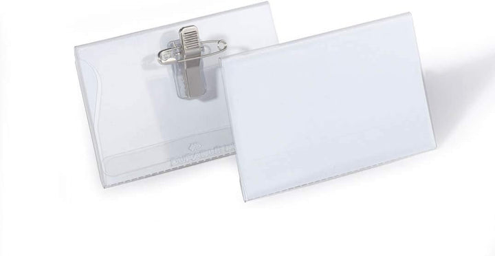 Durable Namensschild (mit Kombiklemme, 54 x 90 mm) Packung à 50 Stück, transparent, 810119 54 x 90 m