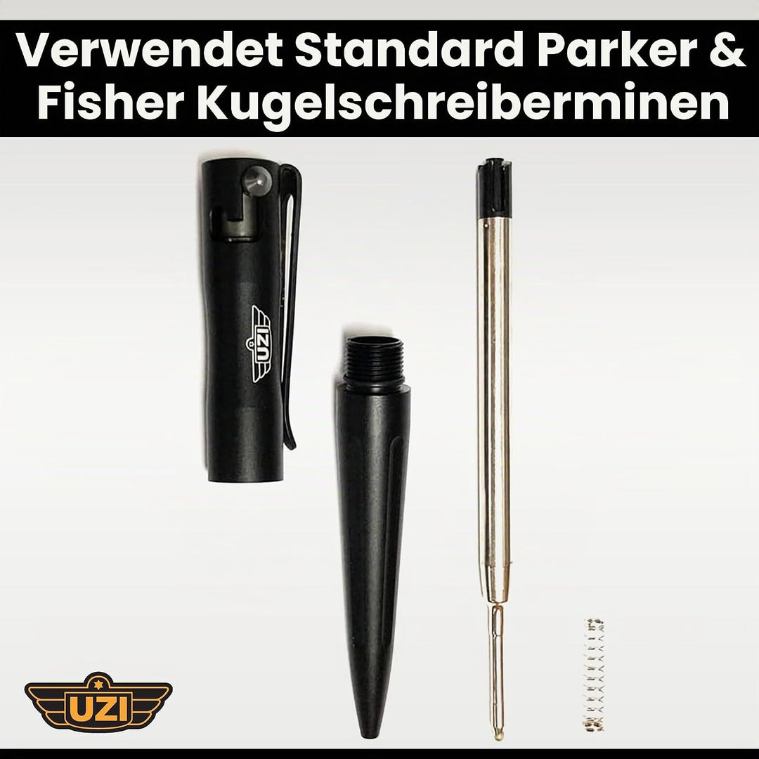 UZI Tactical Pen UZI-TACPEN2-BK Flugzeug Aluminium Selbstverteidigung BestTactical Pen Multi-Tool Üb