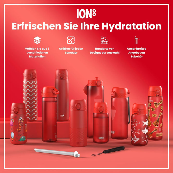 Ion8 Vakuumisolierte Edelstahl-Trinkflasche, 1 Liter, 920 ml, Auslaufsicher, Einhandöffnung, Sichere
