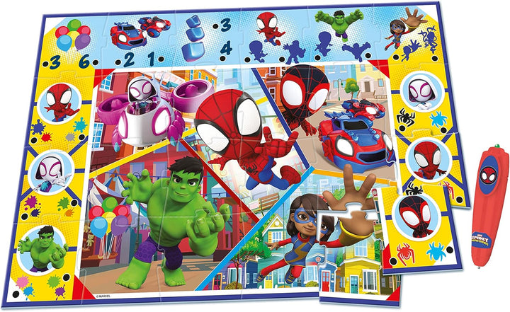 Clementoni Quiz-Bodenpuzzle Marvel Spidey 70x100 cm - Kinderpuzzle mit 24 Maxi-Puzzleteilen - Lernsp