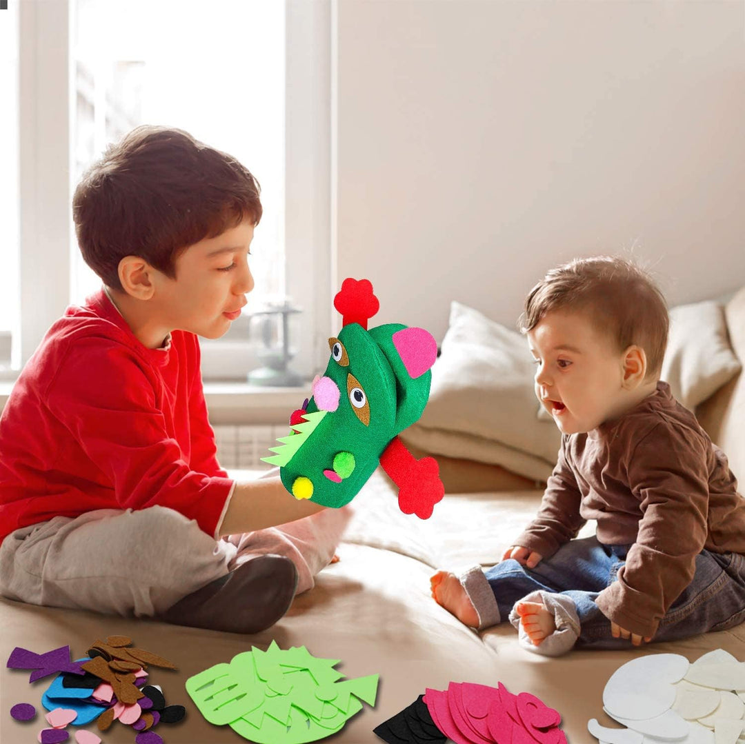 WATINC 6Pcs Felt Handpuppe DIY Art Craft Set für Moderne Kinder Filz Spielpuppe Socke Pompoms Bastel