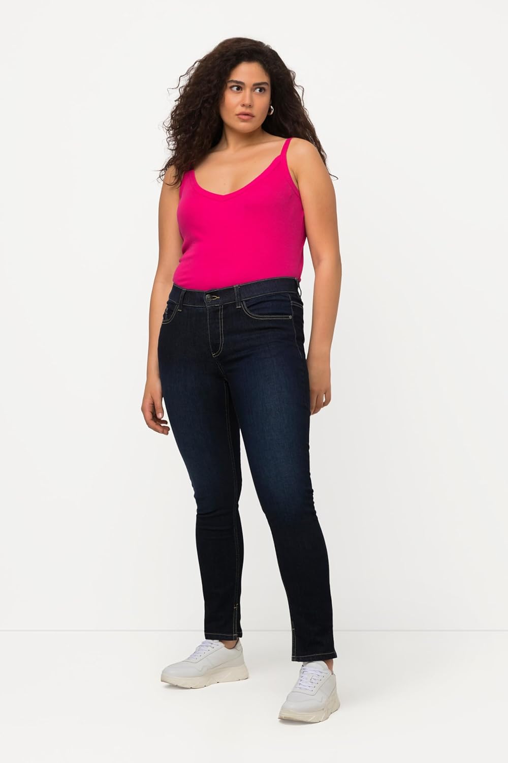 Ulla Popken Damen Sarah, Schmales Bein, High Waist, Recycelt Jeans 50 Rinsed Wash, 50 Rinsed Wash