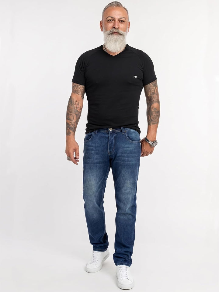 Rock Creek Herren Jeans Hose Denim Blau Straight-Cut Gerades Bein RC-2091 29W / 32L Blau - Rc-3120,