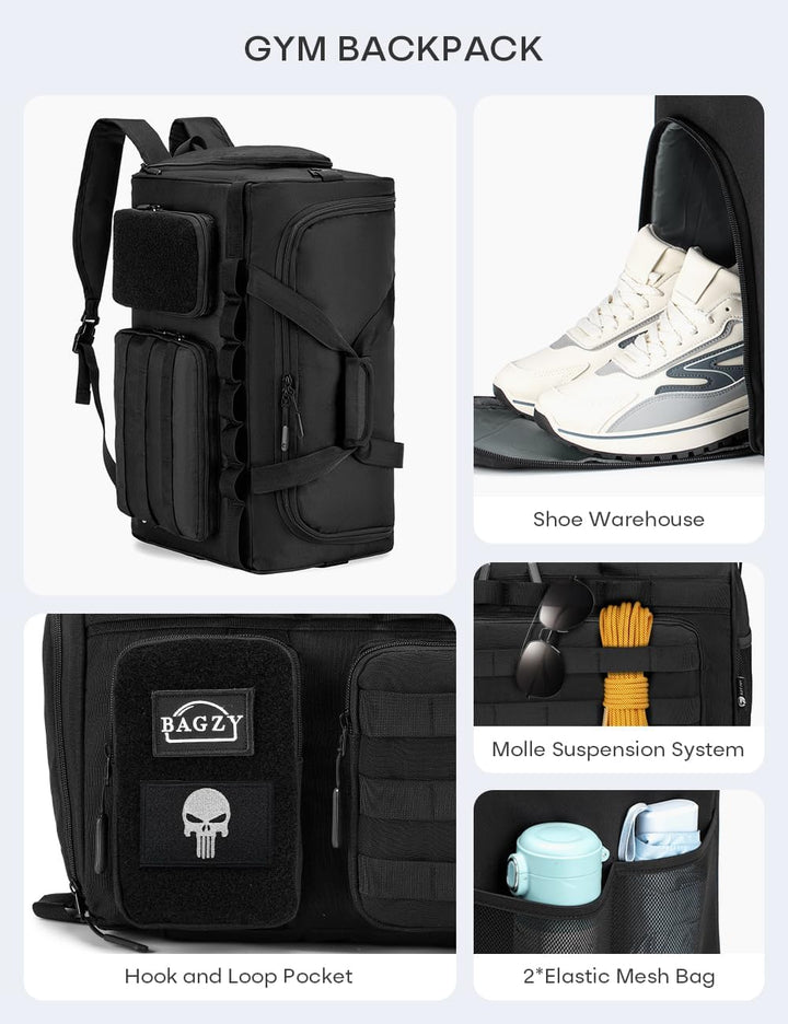BAGZY Arbeitstasche Herren 50L Taktische Reisetasche Sporttasche mit Rucksackfunktion Einsatztasche