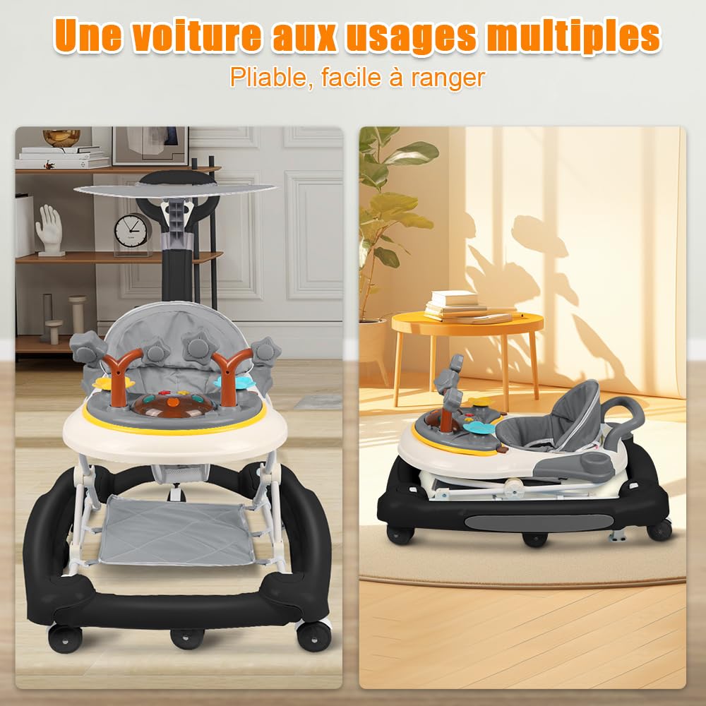 Lauflernhilfe für Babys, mit Spielset und Bodenmatte, robust, faltbar, mit 5 verstellbaren Positione