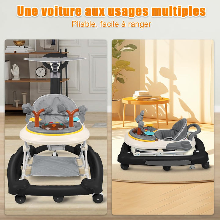 Lauflernhilfe für Babys, mit Spielset und Bodenmatte, robust, faltbar, mit 5 verstellbaren Positione