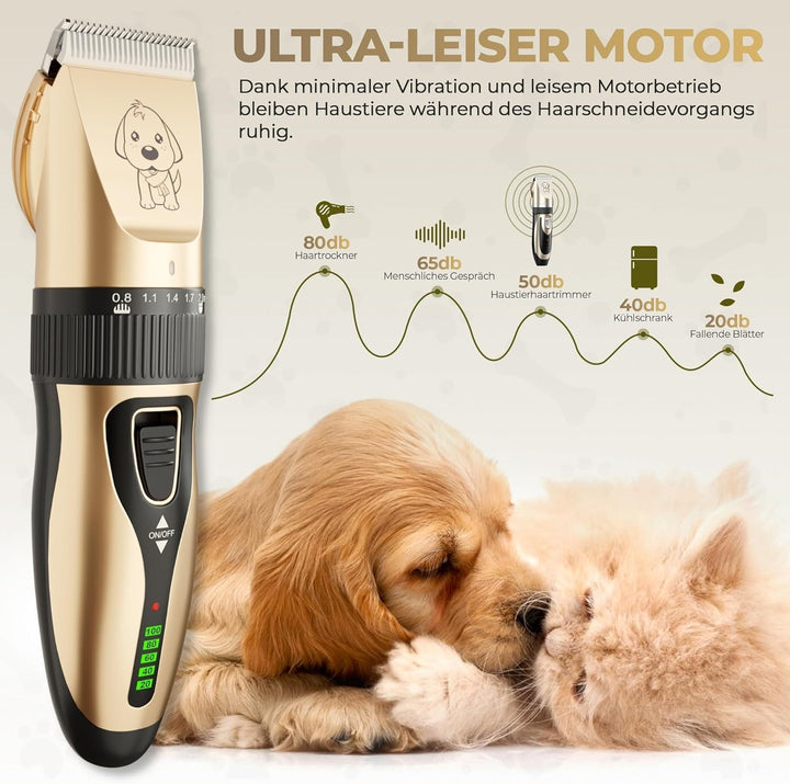 GLOBAL TECH Leise Hundeschermaschine, Professionelle Schermaschine Elektrische Hundetrimmer Tierhaar