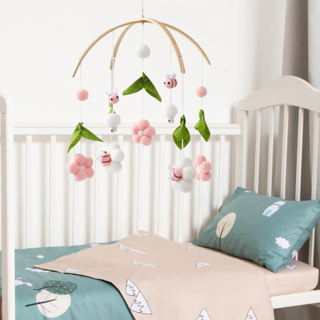 Herfair Mobile Baby Windspiele mit Filzbällen - Frische Blumen und Bienen, Kinderzimmer Hängende Bet