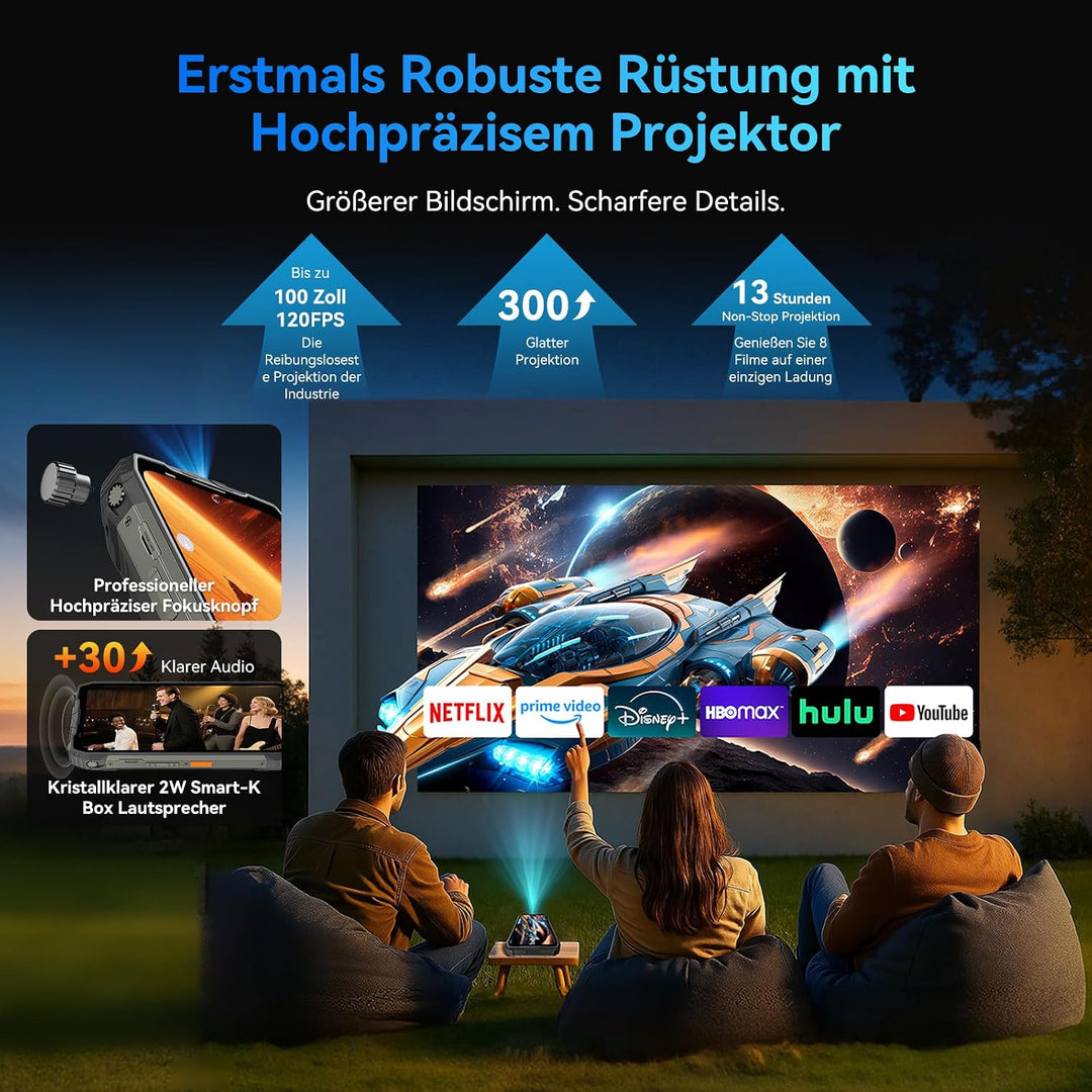 Blackview XPLORE 2 Projector Outdoor Handy Ohne Vertrag 5G, 20000mAh-Android 15 Outdoor Smartphone,