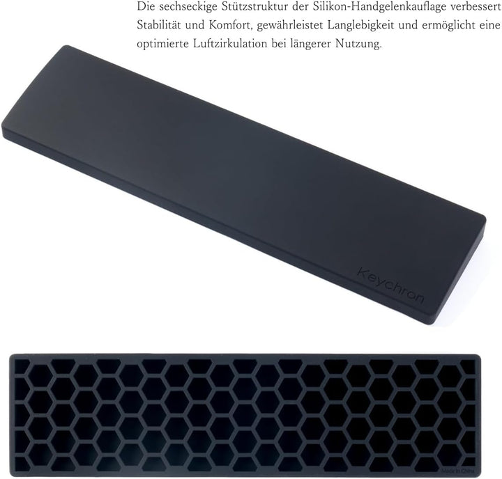 Keychron Silikon-Handballenauflage mit Hexagon-Struktur | Rutschfeste Oberfläche &amp; Ergonomisch | Ent