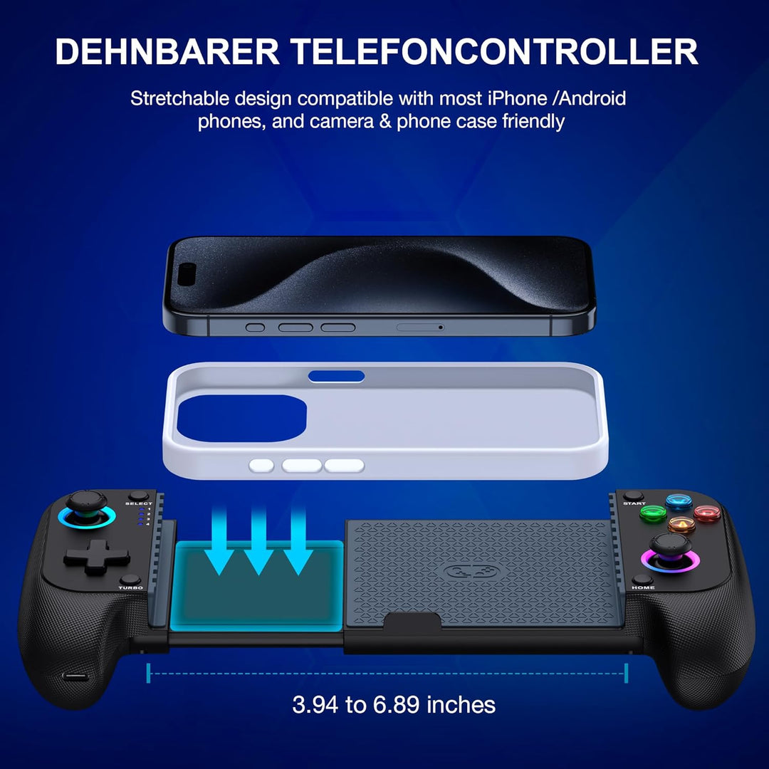 HASACOOL Handy Controller für iPhone, Smartphone Controller für Android mit Hall Effect Joystick, Bl