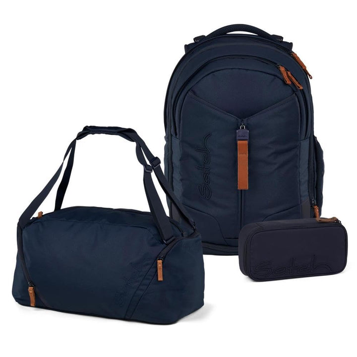 Satch Match Schulrucksack Set 3tlg. inkl. Schlamperbox und Sporttasche Nordic Blue Skandi Edition, N