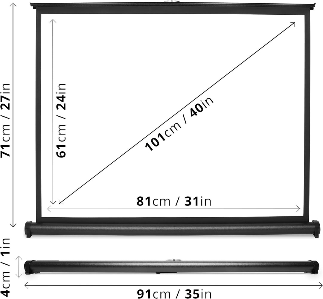 Duronic DPS40 4:3 Leinwand | 40 Zoll Mobile Beamerleinwand in Tragetasche mit 81 x 61 cm | 4:3 Heimk