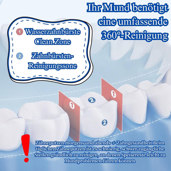 Munddusche Kabellos Wasserdicht, Water Flosser Zahnreinigung für Zwischenräume Zahndusche Zahnzwisch