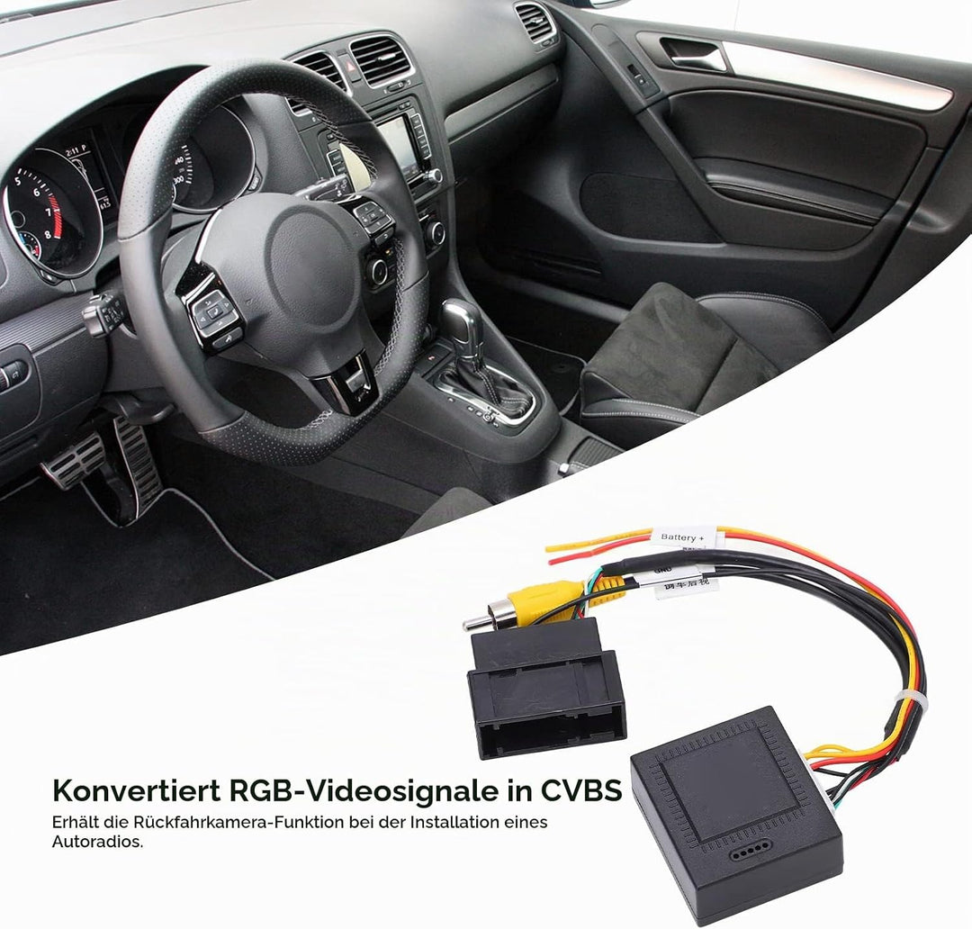 Qiilu Rückfahrkamera Nummernschild 12V 5W RGB zu AV Konverter Decoder Box Adapter Backup Kamera Teil